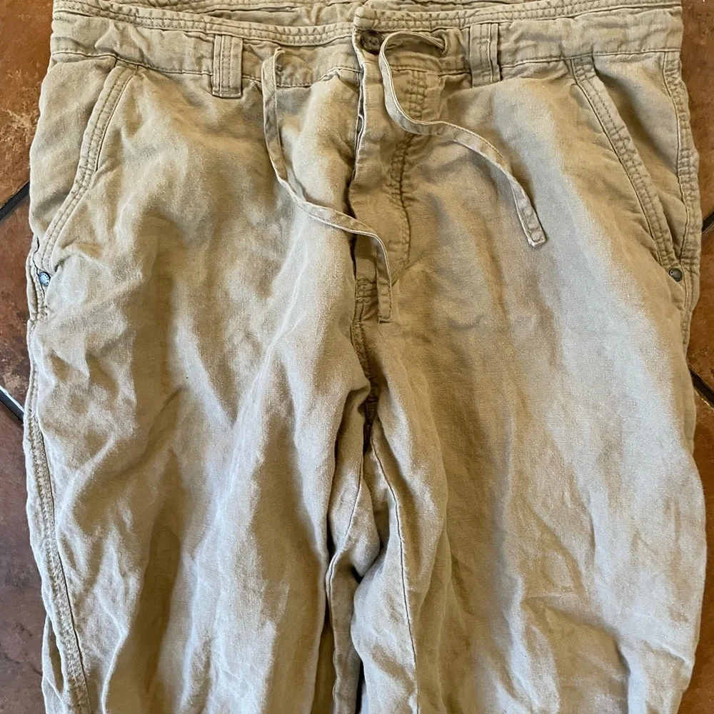 Baird‎ McNutt x MURANO Drawstring Button Fly Linen Trouser in Khaki Size 35